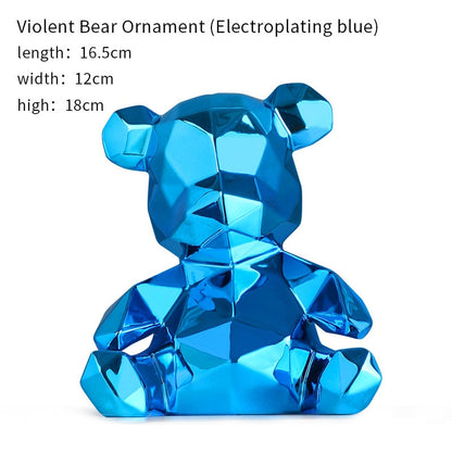 어린이 테디 베어 조각 동물 장식 거실 집 장식 개 입상을위한 전기 도금 곰 동상 선물