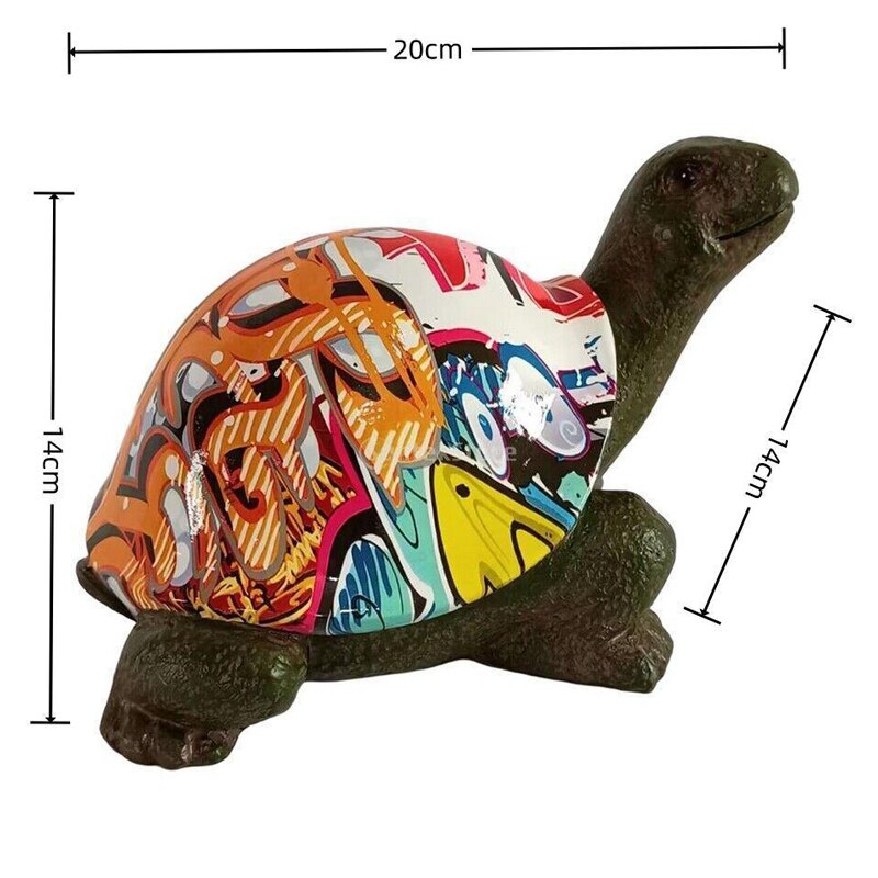 Statue de tortue colorée en résine, transfert d'eau, décoration de la maison, salon, bureau, Graffiti, ornement, cadeaux