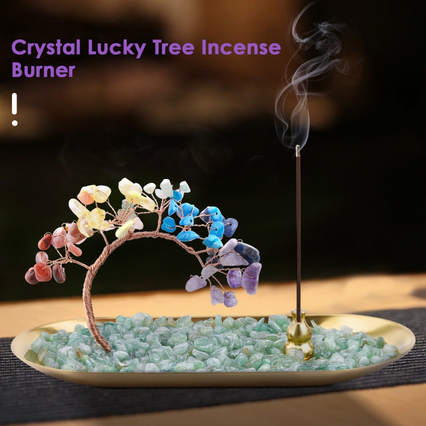 Incense Holder Crystal Incense Burner Holder 7 Chakra Crystal Incense Sticks Holder Incense Trays for Wealth & Luck Home Garden