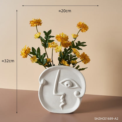 Abstrakte menschliche Gesicht Vasen Keramik Handwerk Home Dekoration Zubehör Wohnzimmer Tisch Ornamente Hydrokultur Vasen Garten Dekor 