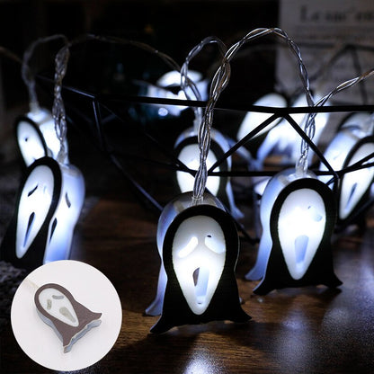 1,5 m Halloween LED Skull Lights String Bat Tombstone Ghost Pumpkin Ornaments Tree Halloween Decoration For Home Diy Party Decor