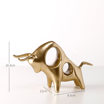 Estatua de ganado Ox Decoración del hogar Sala de estar Bull Spulture TV Gabinete de televisión Crafts Abstract Animal Figurine