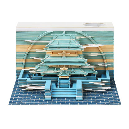 OMOSHIROIブロック3Dメモ帳2024カレンダーかわいいマッシュルーム飾りLEDメモパッドオフィスカレンダーデスクトップ装飾誕生日ギフト