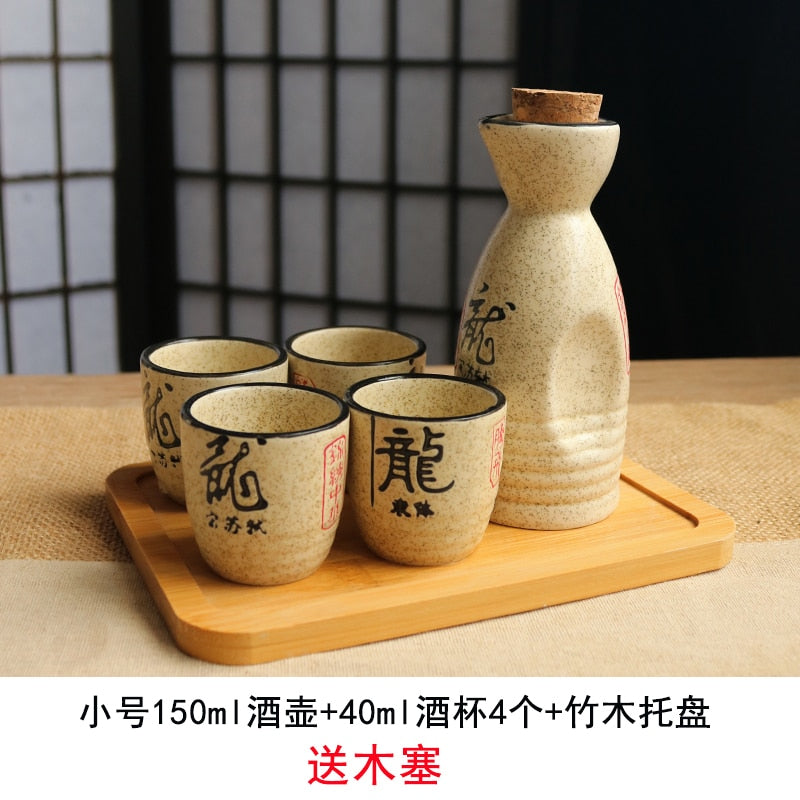 Sada vinného nádobí Vintage Sake Yellow White Wine Spirit Spatovátor keramické víno pohár pohár oblek tradiční saké japonský styl
