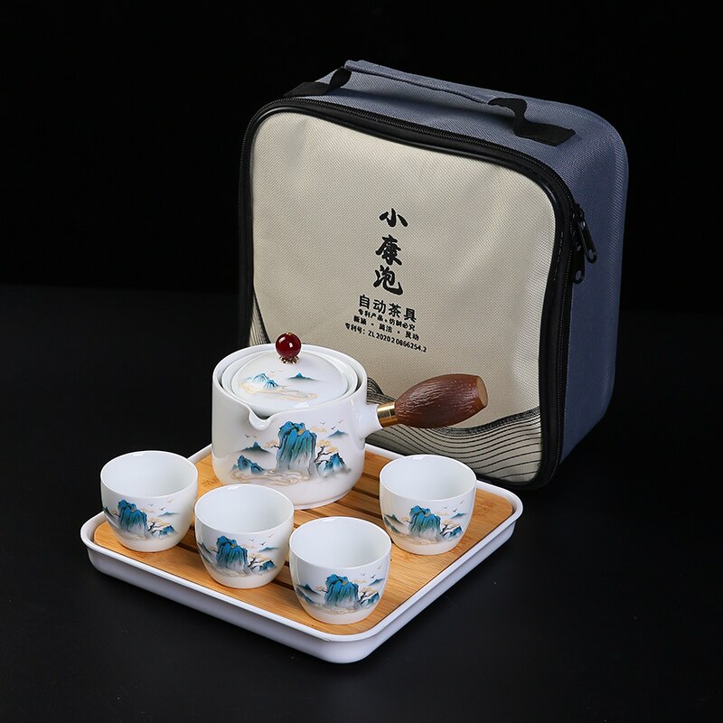 Керамическая чашка чая для пуэр -фарфорового китайского кунг -чайного набора 360 вращения чайника и инфузере ， портативный чайный чай SE