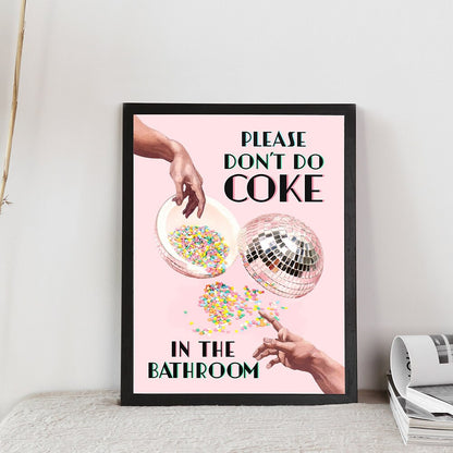 Gör inte koks i badrummet tryck väggkonst canvas målning trendig disco boll affisch retro kök hem dekor bilder bilder