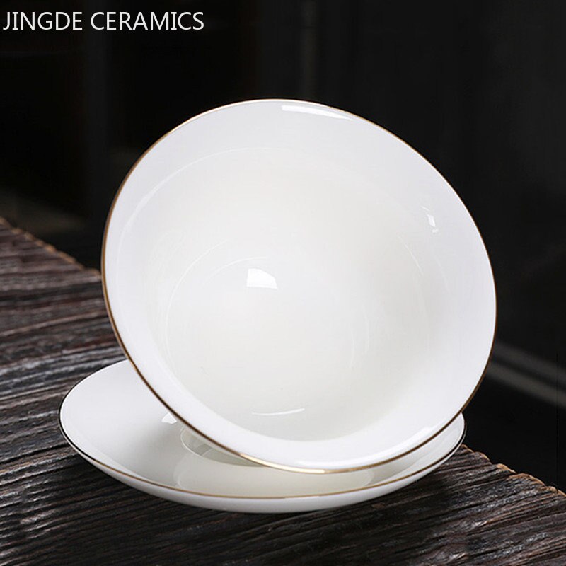 Jingdezhen keramická gaiwan Čínský bílý porcelán Čajový čajový mísa Velká kapacita Šápka Sázeč Set Home Tea Teaware dárky Teaware