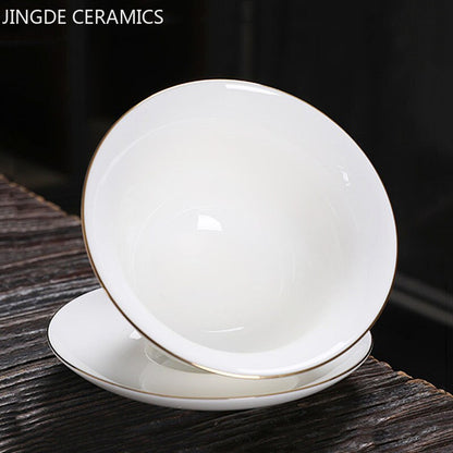 Jingdezhen Keramik Gaiwan Chinesisches Weißes Porzellan Teeset Teeschale Große Kapazität Teetasse Untertasse Set Hause Teebereiter Teegeschirr Geschenke