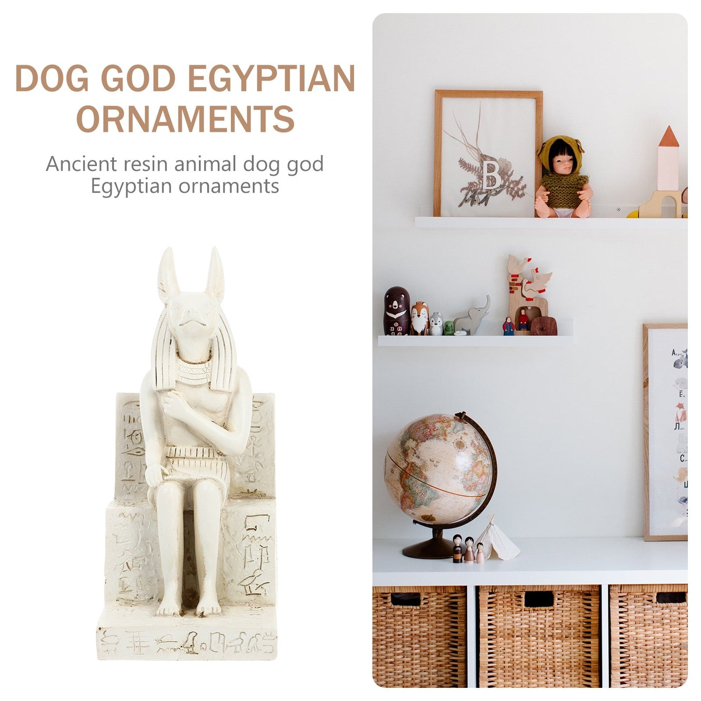 Statue de chien égyptien Anubis Dieu Sculpture Figurine Résine Egypte Décor Dieux Figure Statues Ornement Ancien Déesse Chacal Animal 