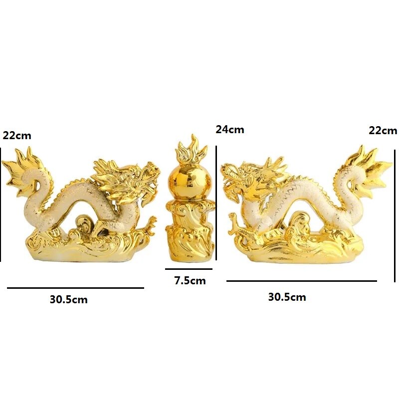 30 cm hyvä onnekas kultainen lohikäärme kiinalainen horoskooppi Kaksitoista patsas kulta lohikäärme patsas eläimet veistoshahmot työpöydän sisustus