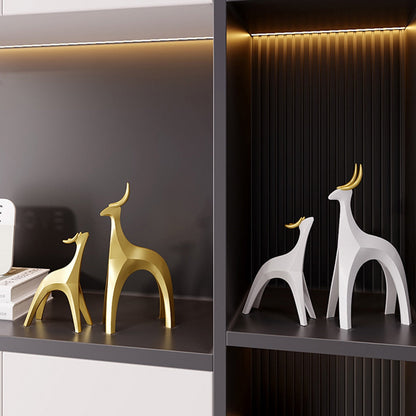 Modern Nordic Home Transparent Golden Rusa Ruang Tamu Ruang Hiasan Tabletop Patung Resin Figurine Hadiah Krismas