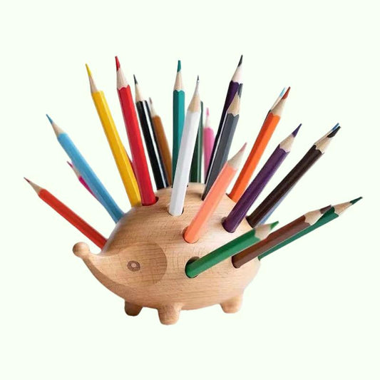 Fashion Creative Decor Office Appliances Pen Holder Solid Wood Hedgehog Home Souvenir Gift til venner