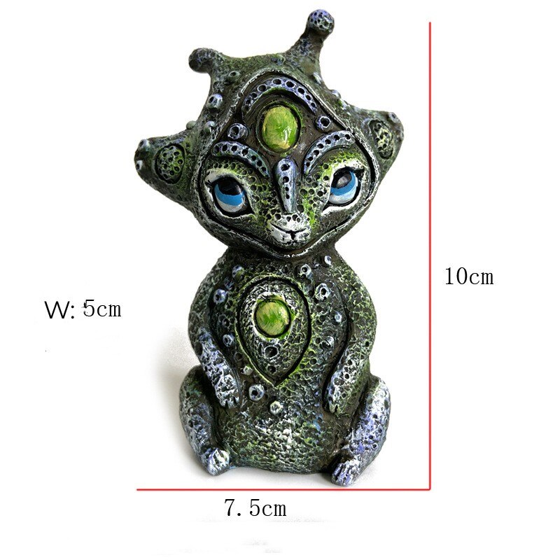 4 estilos nuevos adornos de resina de fantasía biológica escultura de jardín artefacto de tres ojos figuras alienígenas accesorios para decoración del hogar