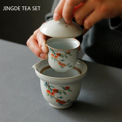 Bärbar keramik te -potten och kopp set kinesisk teinfusör Anpassad tepete ceremoni levererar rese tepet en kruka med två koppar