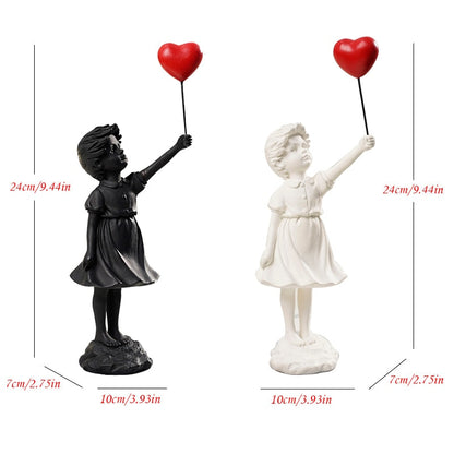 Figurine Girl Balloon Flying, Banksy Home Decor Arca Seni Moden, Perhiasan Kraf Resin, Patung Koleksi