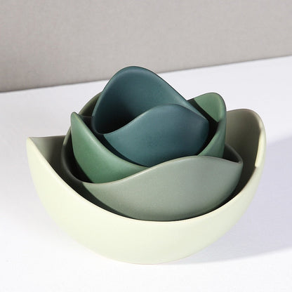Decoração de novidade de estilo nórdico Lotus Blower Bowls Decoração de casa Crafts Cerâmica Acessórios de cozinha Tigela de armazenamento de mesa interior Presente