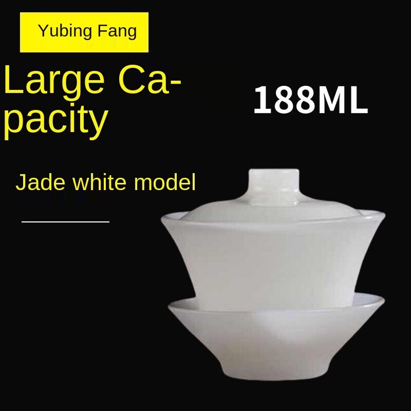 Jade Tea Tureen Teacup for Making Tea Heat-resistant Tea Set Chinese Kung Fu Gaiwan Tea Maker Lid Bowl with Saucer Tea Brew