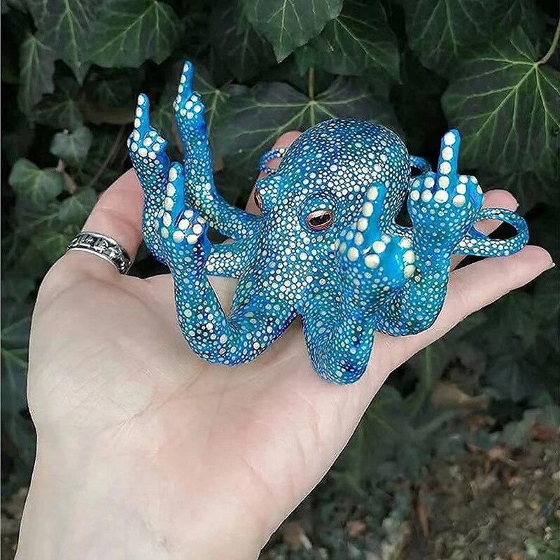 Langfinger octopus statueharpiks ornament for hage innendørs utendørs hage hjemme dekor lysende statue gest skulptur 2023