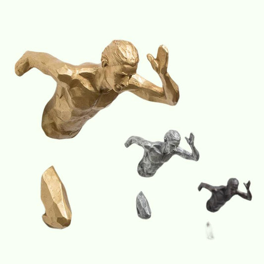 Kreativ industriell stil løpeskulptur harpiks stue bakgrunn veggdekorasjon hengende løp figur statue sport mann