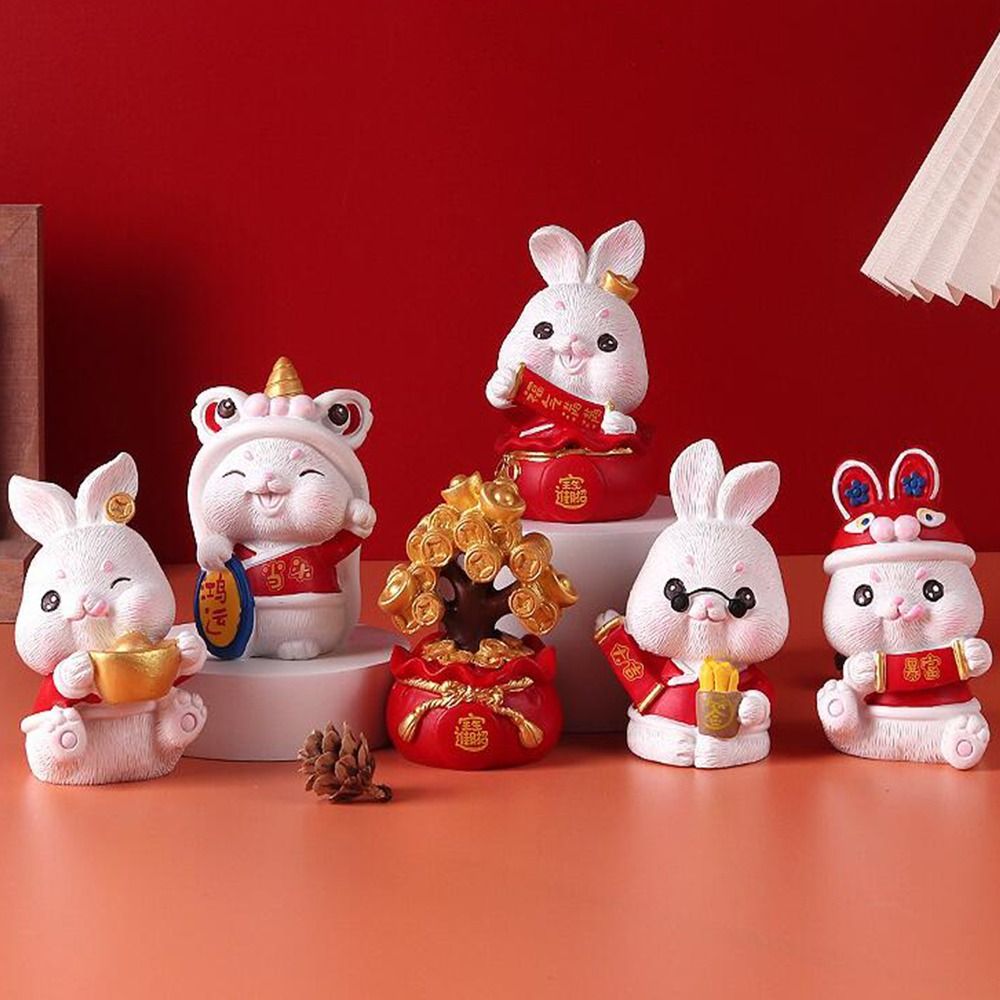 Small Animal Ornament Dollhouse Home Decoration Rabbit Miniature Micro Landscape Rabbit Year Bunny Ornament för 2023