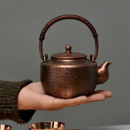 Kiinalainen teekannu Tea Pot Set perinteinen pintakäsikäsittelykäsitelty käsintehty kuumavesi vedenkeitin kupari polttokongfu-teesarja