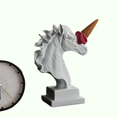 Tête de cheval en résine avec Statue de crème glacée, Figurines, Sculpture grecque romaine classique, décoration d'intérieur, Art moderne 