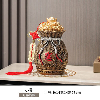 Unik sparegris kinesisk overflødighetshornharpiks Money Storage Jar Lucky Feng Shui Ornamenter Ultra-stor kapasitet bare inn, men ikke ute