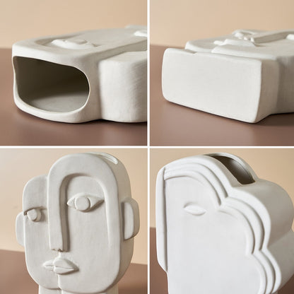 مجردة وجه الإنسان المزهريات حرف خزفية إكسسوارات ديكور منزلي طاولة غرفة المعيشة الحلي المزهريات المائية حديقة ديكور