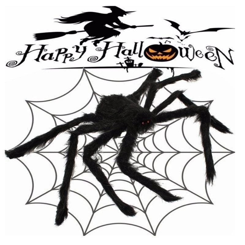 30 cm/50 cm/75 cm/90 cm/125 cm/150 cm/200 cm sort edderkop Halloween -dekoration Haunted House Prop Indoor Outdoor Giant Decor