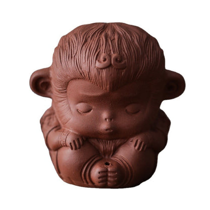 Chinoiserie Dárková keramika fialová hlína hrnčířství opice král slunce wukong opice kadidlo tyčinky řemeslo aromaterapie čaj