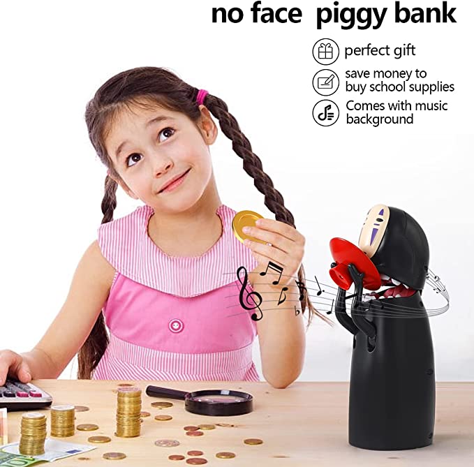 Духовный безликий мужчина Piggy Bank Kaonashi Gallow Money Toy Automatic Eat Coin Bank Hayao Miyazaki Doll's Kids's Gift