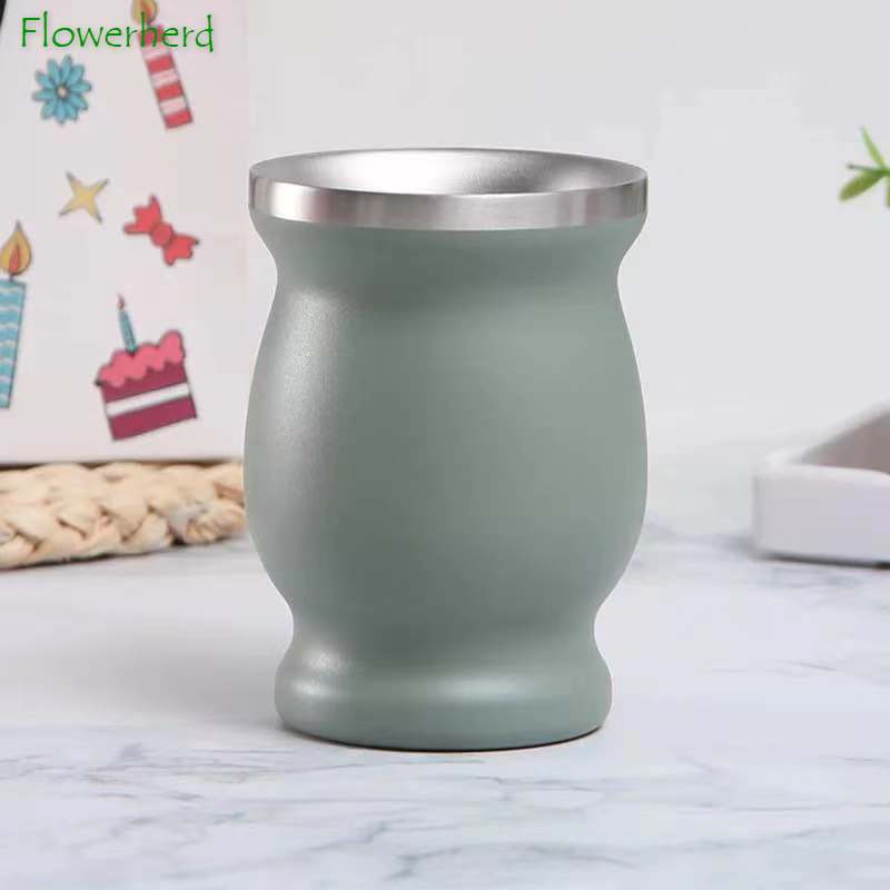 8oz Yerba Mate Tea Cup Double-walled Natural Gourd Drinkware Teaware Argentina Gourd-shaped Easy Clean Stainless Steel