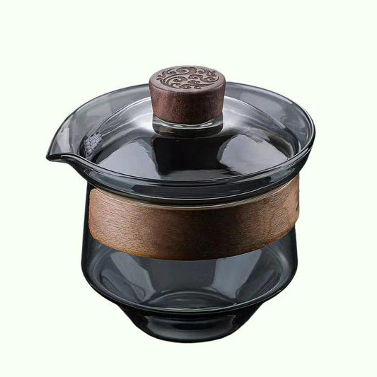 Japansk glas Gaiwan Tea Tureen Single Heat-resistente og skoldesikre Sancai Cup Tea Set Kung Fu Tea Cup and Bow