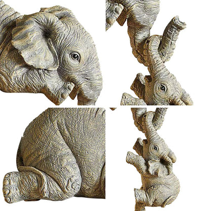 3PCS/Set Cute Simulation Elephant Figurine Elephant Holding Baby Elephant Ornaments for Home Resin Crafts Home Decoration Gifts