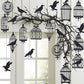 Glitter Black Crow Cage Halloween Party Decorations for Gothic Halloween Tree Hanging Decorations Raven Bird Cage Banner Garland