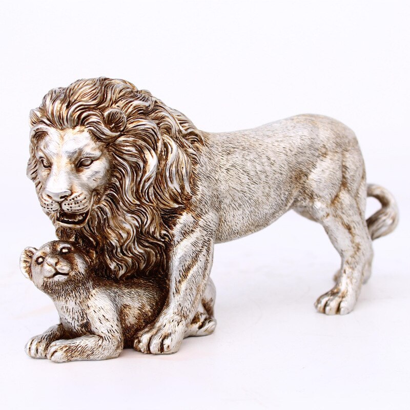 Творческая европейская статуэтка золотисто -лев