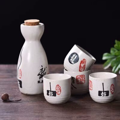 Ensemble de pots à saké japonais, tasse à vin aux fruits, tasse à saké domestique Baijiu, ensemble de vin en céramique