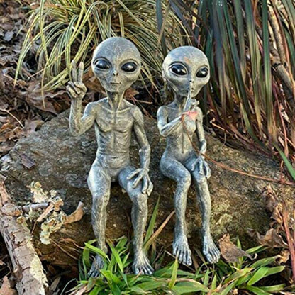 Nyt ydre rum Alien tilbehør Statue Martians Garden Figur Sæt til hjemmet indendørs udendørs dekoration gårdhave ornamenter