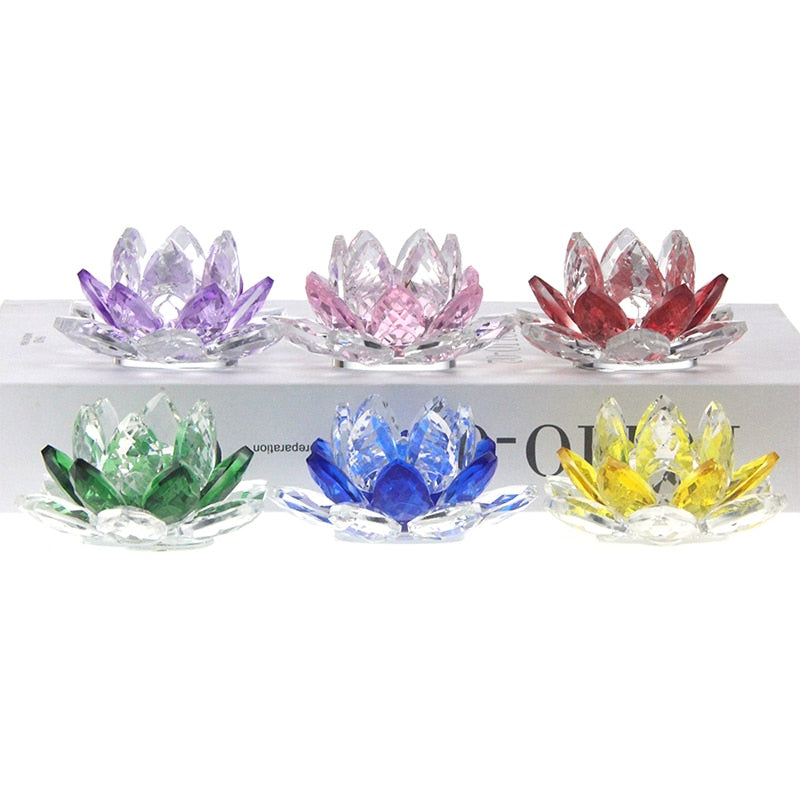 Cristal fleur de Lotus artisanat verre presse-papier décoration de la maison ornements Figurines maison fête de mariage décor cadeaux Souvenir 
