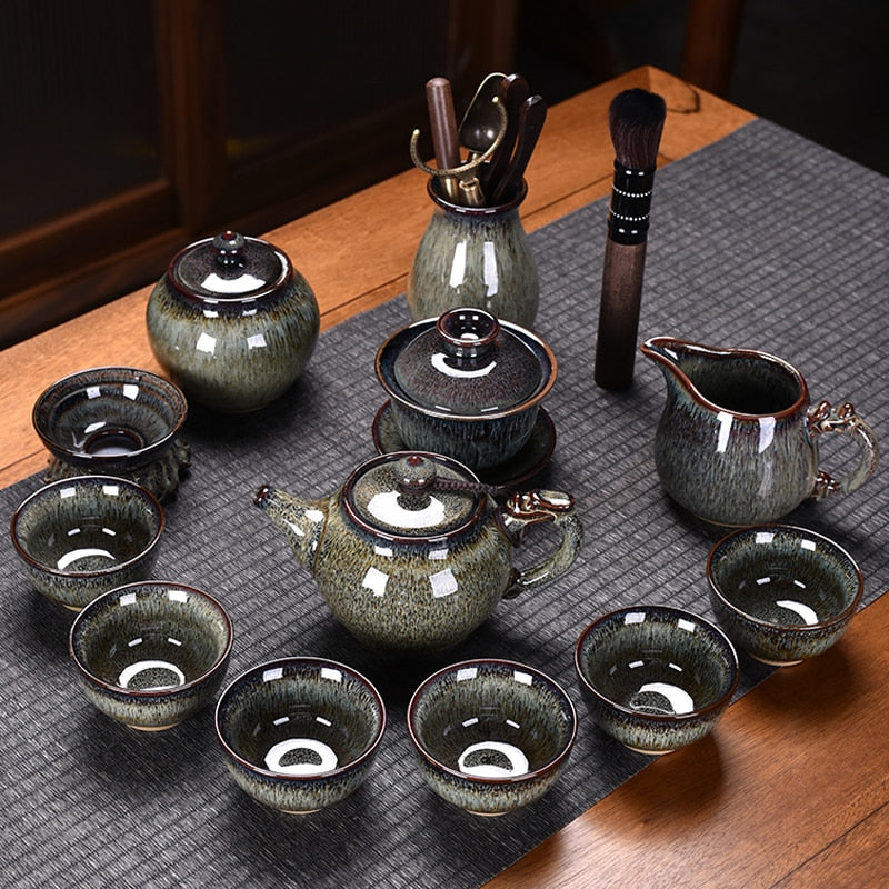 Keramik Teh Cina Set Teapot Gaiwan Upacara Luxury Kung Fu Teh Hadiah Hadiah - Tazas De Te Minuman Dapur
