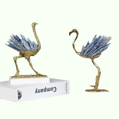 Agranos de color azul de cristal Adorno de escultura de avestruces de color azul muebles de sala de estar decoración de obras de arte creativas