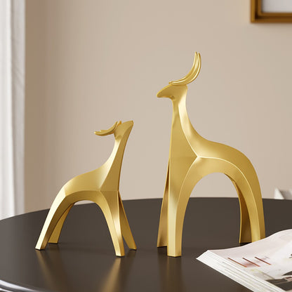 Statue de renne doré Transparent nordique moderne, décoration de salon, Sculpture de table, Figurines en résine, cadeaux de noël 