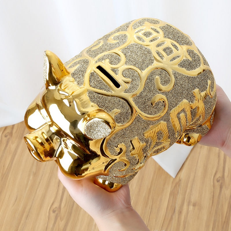 Large Pig Piggy Bank Deposit Box Safe Hidden Creative Ceramic Piggy Bank Gift Money Saving Hucha Infantil Pig Coin Bank M5B008