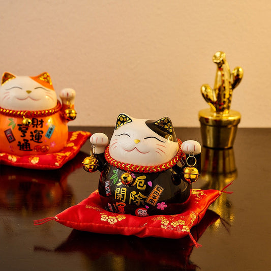 Sala creativa cerámica maneki neko piggy bank japonés gato de la suerte feng shui fortuna fortuna caja de la sala de estar regalos de decoración