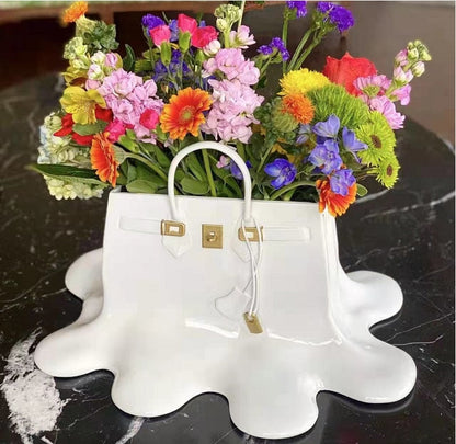 Créatif résine fleurs sac Vase décor à la maison étude bureau Table à manger Vase sac pour salon décor sac Vase Sculpture de luxe 