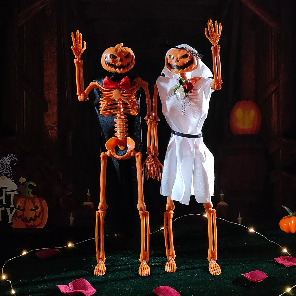 1 Set Halloween Skelett Braut und Bräutigam Horror Menschliche Knochen Skelett Dekorationen Halloween Party Dekoration Gefälligkeiten Gruselige Requisiten 
