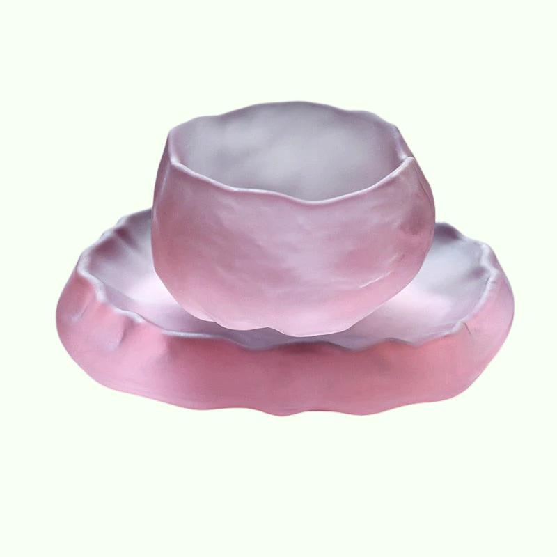 tazze rosa con vetro fatto a mano in stile giapponese Primo maestro di neve tazze da tè rosa tazze di kung fu