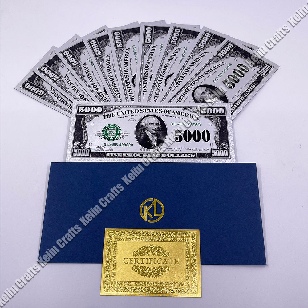 Billet de banque en plastique feuille d'or, 100 dollars américains, 10 pièces/lot, avec enveloppe pour cadeaux 