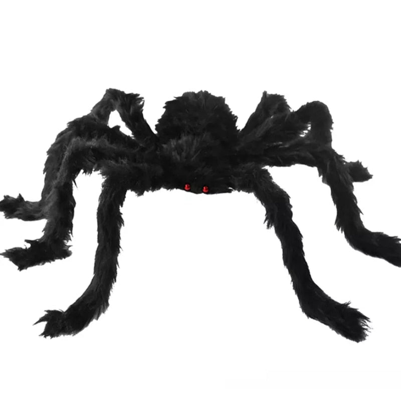 90/150/200cm Black Scary Giant Spider Spider Besar Web Halloween Props Hiasan Rumah Haunted Holiday Hiasan Raksasa Luar