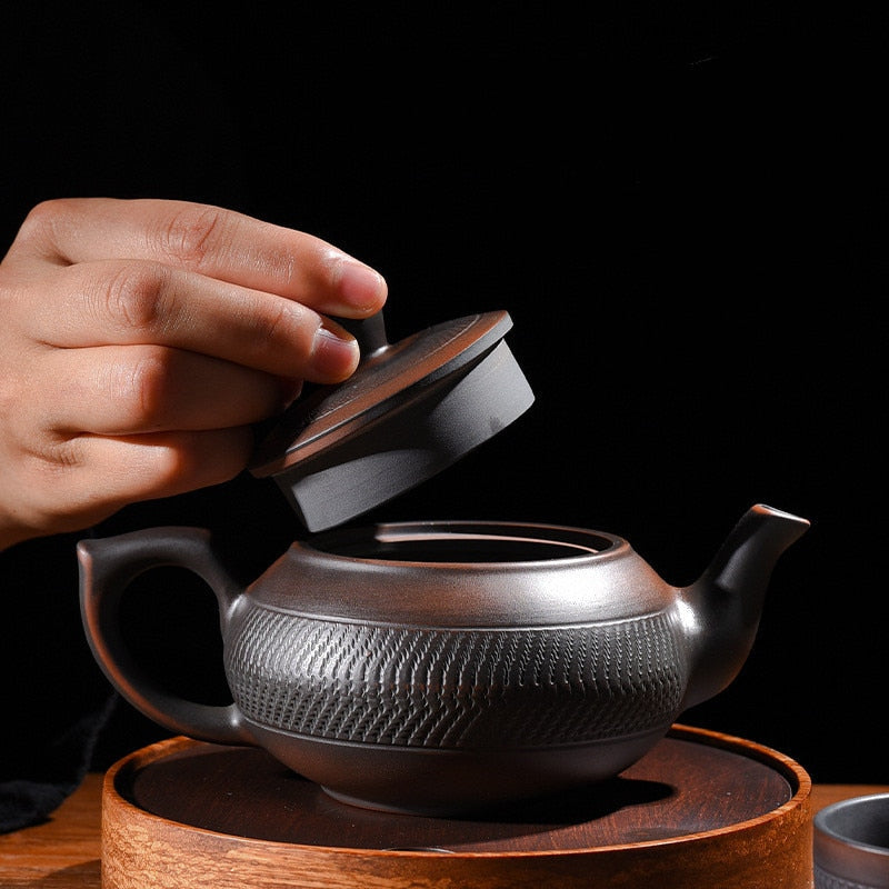 Retro de ponta de ponta roxa bule de cerâmica de cerâmica roxa argila pura pó kung fu conjunto de chá de salto puro made handmade bule
